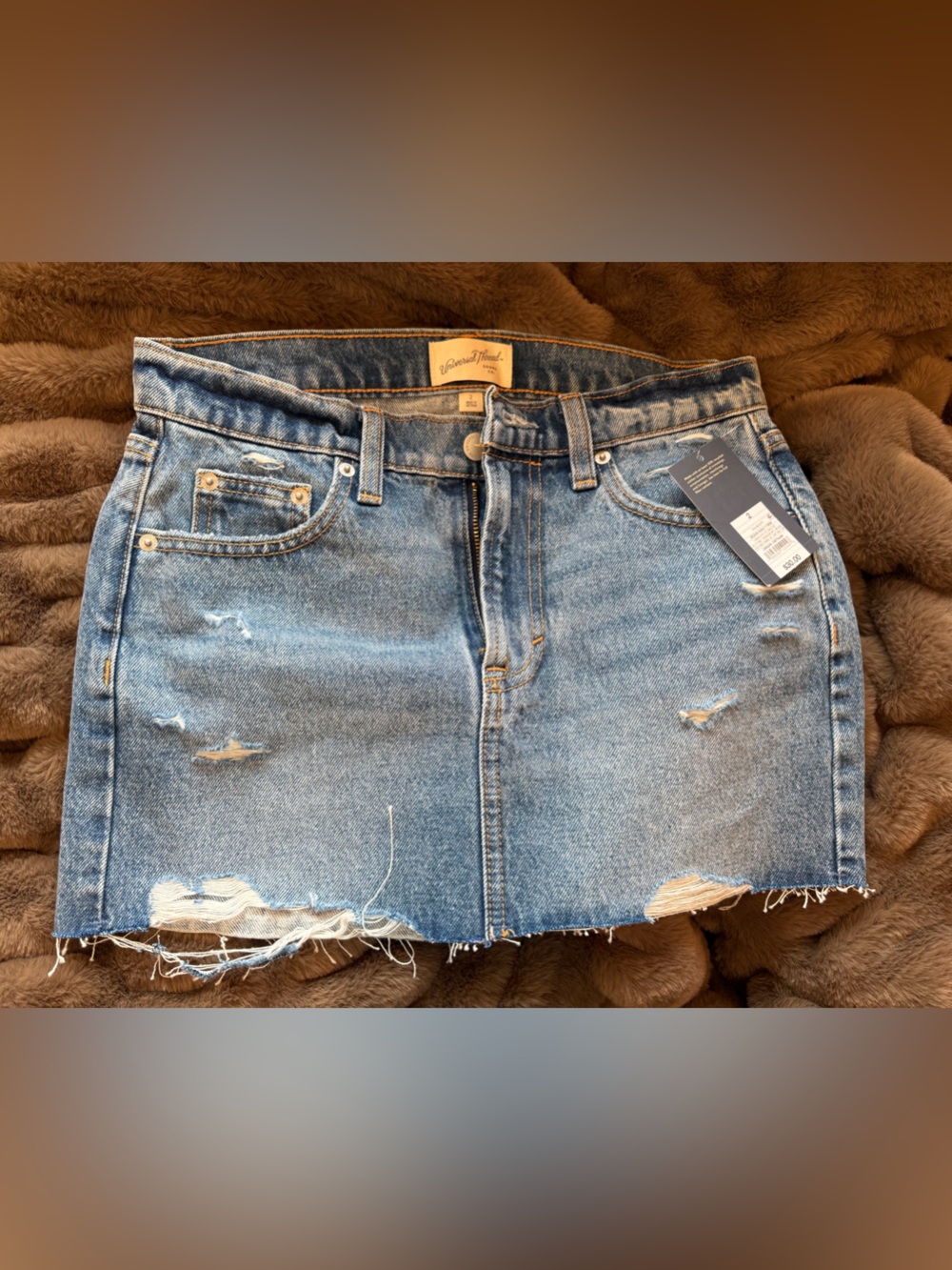 Universal Thread Distressed Denim Mini Skirt - Light Blue